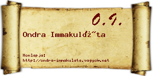Ondra Immakuláta névjegykártya